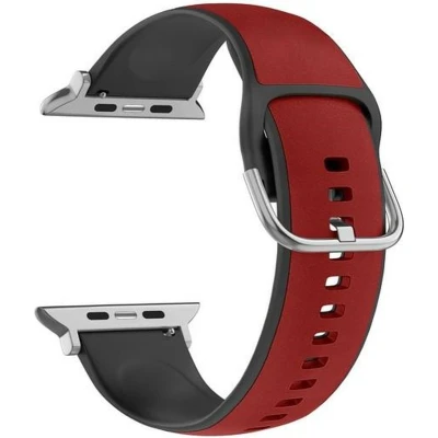 Afbeelding van Beline Apple Horlogeband Silico Leer 38/40/41mm rood zwart/rood zwart doosje
