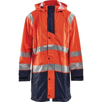 Image de Veste de pluie haute visibilité niveau 1 orange fluorescent/marine