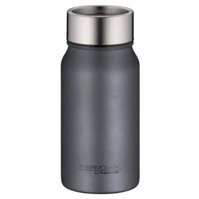 Image de THERMOcafé by THERMOS TC DRINKING MUG Gobelet isotherme, en acier inoxydable, gris mat, 0,35 l, anti fuite, 8 heures de chaud pendant 16 pour le froid, passe au lave vaisselle, sans BPA