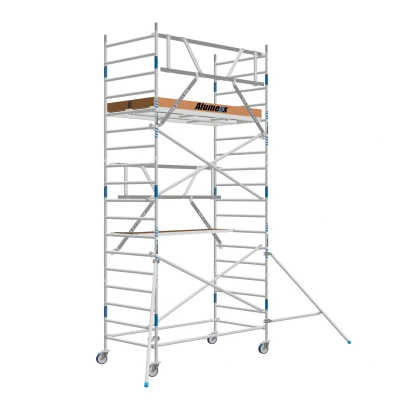 Afbeelding van COMBI DEAL Rolsteiger Alumexx AGS PRO + Steigeraanhanger L190xB135cm 6.20m werkhoogte Carbon Deck platformen