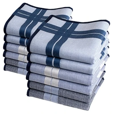 Afbeelding van Merrysquare Stoffen zakdoeken voor heren groot formaat 40 cm x 12 stuks 100% katoen model HAMILTON, Meerkleurig
