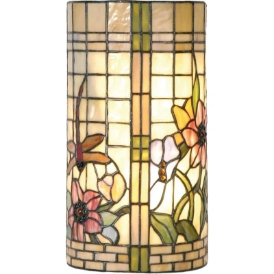 Afbeelding van LumiLamp Wandlamp Tiffany 20x11x36 cm Beige Groen Metaal Glas Rechthoek Muurlamp