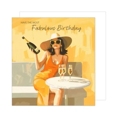 Afbeelding van Edition Seidel GQ250 SW024 Verjaardagskaart met envelop voor vrouwen, vriendin, collega, champagne