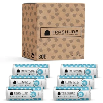 Afbeelding van Trashure Vuilniszakken 30 L Code O Geschikt voor Brabantia prullenbak 6 rollen x 20 stuks liter