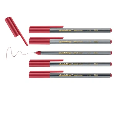 Afbeelding van edding 55 fineliner, karmin, 10 pennen, 0,3 mm punt, kleurstift om te schrijven, tekenen, onderdrukken, illustreren voor kinderen en volwassenen, school thuis of op kantoor