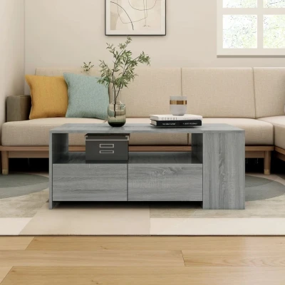 Afbeelding van Salontafel 102x55x42 cm bewerkt hout grijs sonoma eikenkleurig