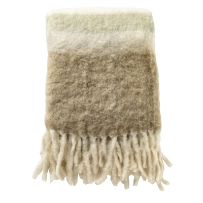Afbeelding van Dutch Decor LENARD Plaid 130x170 cm Deken met wol en flosjes superzacht Irish Cream beige