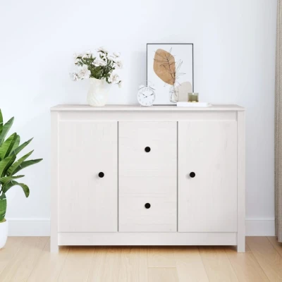 Afbeelding van Dressoir 100x35x74 cm massief grenenhout wit