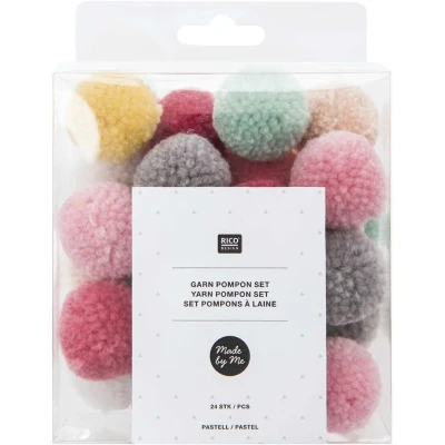Afbeelding van Pompons pastel mix 24st