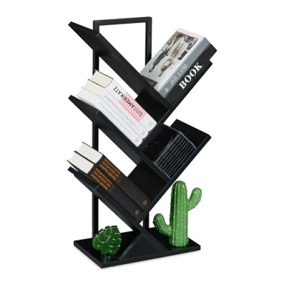 Afbeelding van boekenrek boom 4 boekenplanken 71 x 40 21,5 cm tot 10 kg modern zwart