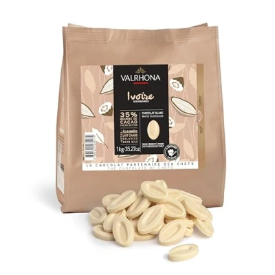Afbeelding van Valrhona ivoorkleurige chocoladebonen 1 kg