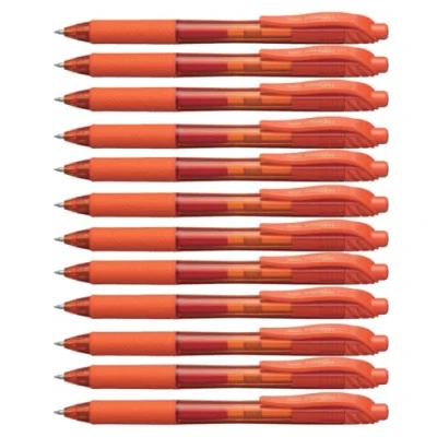Image de Pentel Lot de 12 BL107 EnergelX Rollers gel rétractable pointe 0,7 mm Orange