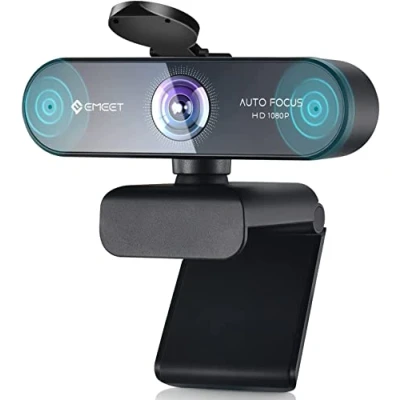 Afbeelding van eMeet webcam 1080P met 2 microfoons NOVA Full HD autofocus, streaming webcamera laag licht correctie, 96 graden gezichtsveld, plug &amp; play, 360 rotatie, voor Skype, zoom, conferenties,