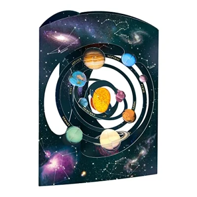 Afbeelding van SANTORO 3D pop up wenskaart zonnestelsel voor kinderen, hem, haar, jongens, meisjes, ruimtekaart verjaardag, cadeaus ruimteliefhebbers