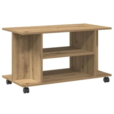 Afbeelding van vidaXL Tv meubel met wieltjes 80x40x45cm bewerkt hout artisanaal eiken