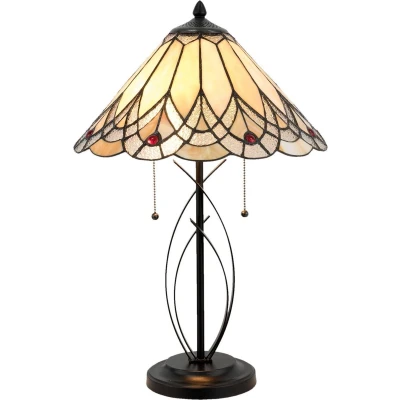 Afbeelding van Clayre &amp; Eef Tiffany Tafellamp Ø 40x60 cm Beige Glas Driehoek