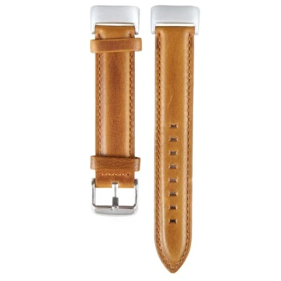 Afbeelding van Fitbit Charge 5 &amp; 6 bandje Echt leer Lichtbruin