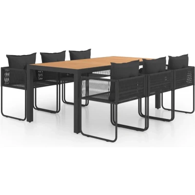 Afbeelding van vidaXL 7 delige Tuinset PVC rattan zwart en bruin