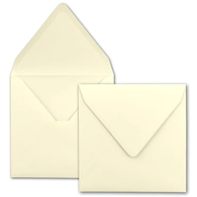 Afbeelding van FarbenFroh 50 stuks vierkante enveloppen zonder venster, 155 x mm, met natte sluiting, voor huwelijkskaarten, uitnodigingen en meer