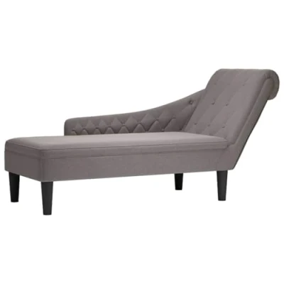 Afbeelding van vidaXL Chaise longue met kussen en rechterarmleuning stof taupe