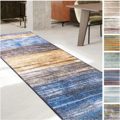 Afbeelding van Floordirekt Tapis de couloir avec motif à boucles fines sur mesure Pour cuisine, et salon Ornement vintage Grille orientale (80 x 200 cm, Cancun)