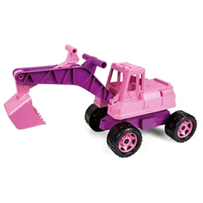 Afbeelding van Lena 02137 Starke Riesen graafmachine, Giga Trucks zandgraafmachine ca. 80 cm, stabiele 360 graden draaibare schepradgraafmachine, XXL bouwvoertuig met schep, voor meisjes vanaf 3 jaar, roze