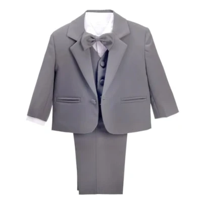 Afbeelding van Lito Angels Costume Mariage Ceremonie Bebe Garcon, Ensemble 5 Pieces (Blazer, Gilet, Chemise, Noeud Papillon et Pantalon), Taille 18 24 mois (étiquette en tissu 02), Gris Charbon 057