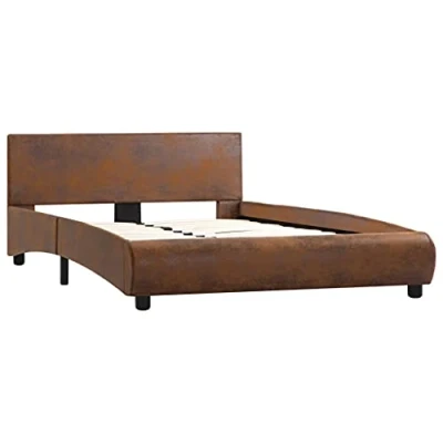 Afbeelding van Bedframe kunstleer bruin 120x200 cm