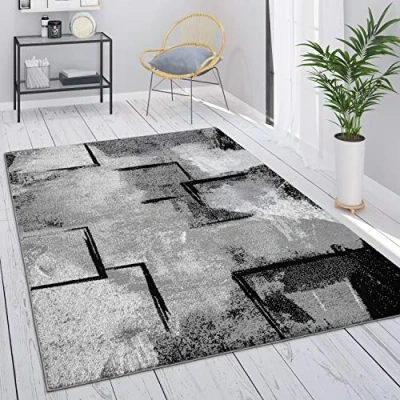 Afbeelding van Paco Home Vloerkleed Grijs Woonkamer Vintage Laagpolig Geometrisch Abstract Patroon 160x230 cm