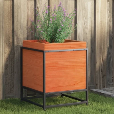 Afbeelding van Plantenbak 40x40x50 cm massief grenenhout wasbruin