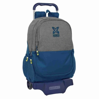 Afbeelding van Schoolrugzak met Wielen Munich Street Blauw Grijs 32 x 44 16 cm