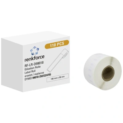 Afbeelding van Renkforce Rol met etiketten Compatibel vervangt DYMO 99018 190 x 38 mm Papier Wit 110 stuk(s) Permanent hechtend Multifunctionele RF 6027840