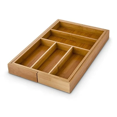 Image de Relaxdays 10016742 range tiroir extensible bambou 46 x 48 5 cm
