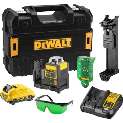 Afbeelding van DeWalt DCE0811D1G 10,8V Li Ion accu Kruislijnlaser 360 graden set (1x 2,0Ah accu) in koffer groen