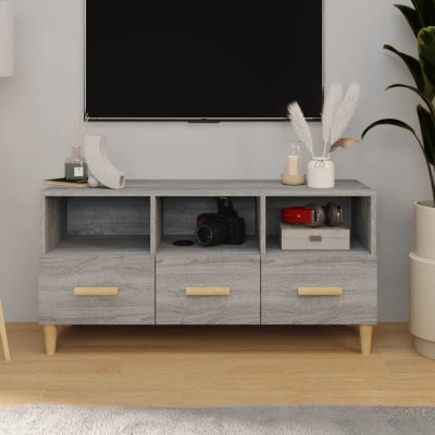 Afbeelding van Tv meubel 102x36x50 cm bewerkt hout grijs sonoma eikenkleurig