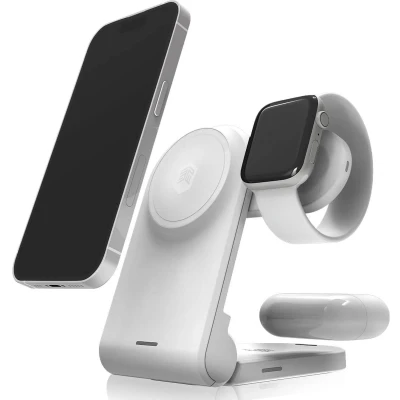 Afbeelding van STM ChargeTree Mag Draadloze MagSafe lader voor iPhone, AirPods &amp; Apple Watch Wit