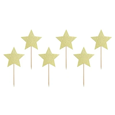 Afbeelding van PartyDeco Cupcake Toppers Sterren Goud Set/6