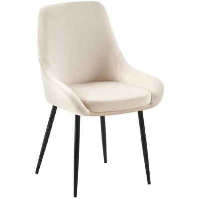 Afbeelding van CLP Elmira Eetkamerstoel Klassiek Met rugleuning armleuning Velvet Fluweel Metaal mat zwart creme
