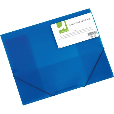 Afbeelding van Q CONNECT elastomap, A4, 3 kleppen en elastieken, transparant PP, blauw