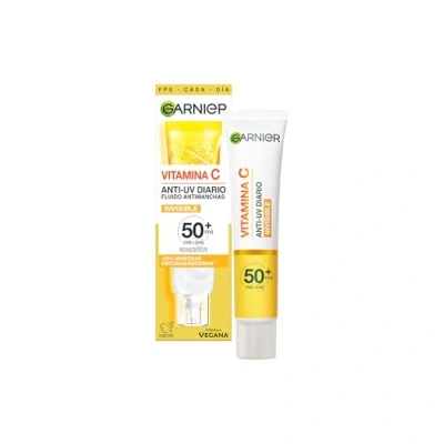 Image de Garnier SkinActive Fluide Anti Taches &amp; UV Quotidien Invisible SPF 50+ Protège Réduit les Soin Visage Enrichi en Vitamine C Tous Types de Peau 40 ml