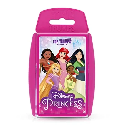 Afbeelding van Top Trumps Disney Princess Speciale kaart Engelse editie, spelen met Assepoester, Jasmijn, Belle en Sneeuwwitje vecht je weg naar de visctoire, educatief spel vanaf 6 jaar, roze.