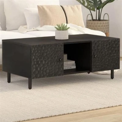 Afbeelding van Salontafel 100x54x40 cm massief mangohout zwart