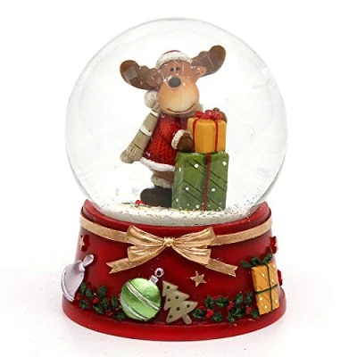 Afbeelding van Dekohelden24 Sneeuwbal met eland en rode sokkel Afmetingen (L x B H): 7 8,5 cm Diameter van de bal 6,5 Cadeau 501472