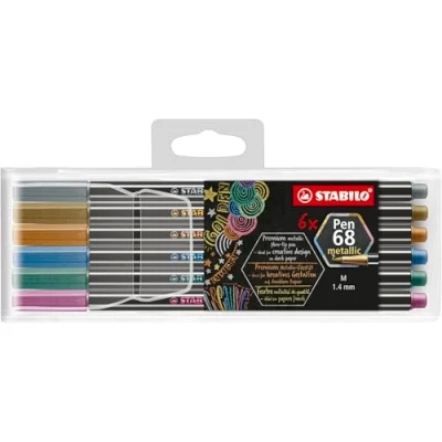 Image de STABILO Feutre Pen 68 metallic, étui en plastique de 6