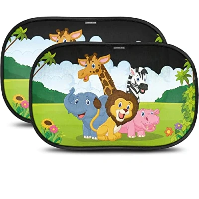 Afbeelding van CARAMAZ Zonneklep voor baby&#039;s, met gecertificeerde uv bescherming, universeel, 48 x 30 cm, 2 stuks, zuignappen