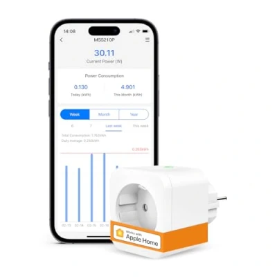 Afbeelding van stopcontact (type F), 16 A wifi met Homekit, programmeerbaar energieverbruik, intelligent stopcontact, compatibel spraakbediening, afstandsbediening