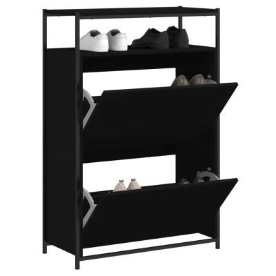 Afbeelding van Schoenenkast 75x34x112 cm bewerkt hout zwart