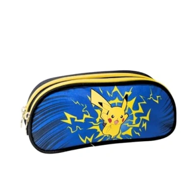 Afbeelding van mybagstory Pokémon schooletui dubbel vak 22,5 x 9,5 7,3 cm ritssluiting etui voor jongens basisschool cadeau idee