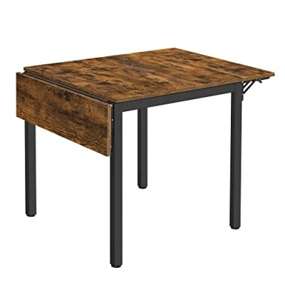 Afbeelding van VASAGLE Eettafel, inklapbaar, keukentafel, uittrekbaar, kantoor, voor 2 tot 4 personen, rechthoekig, met kleppen, kleine ruimtes, rustiek bruin en zwart KDT077B01
