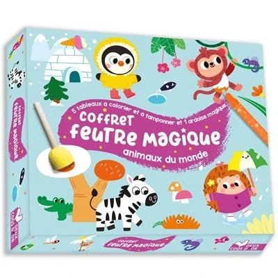 Image de coffret feutre magique 5 tableaux à colorier et tamponner avec accessoires
